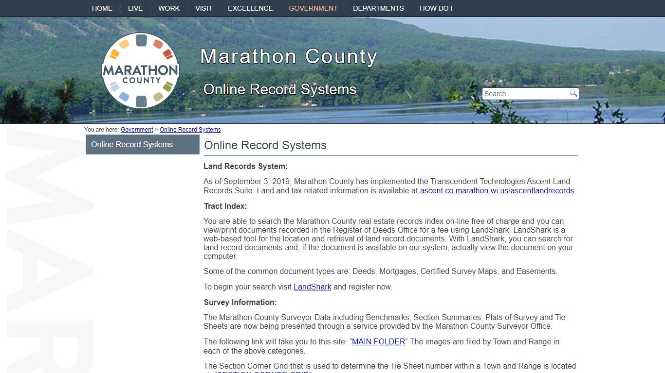 Online Record Systems - Marathon County, Wisconsin