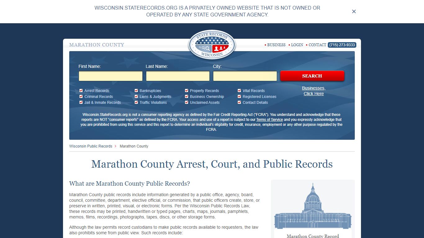 Marathon County Arrest, Court, and Public Records